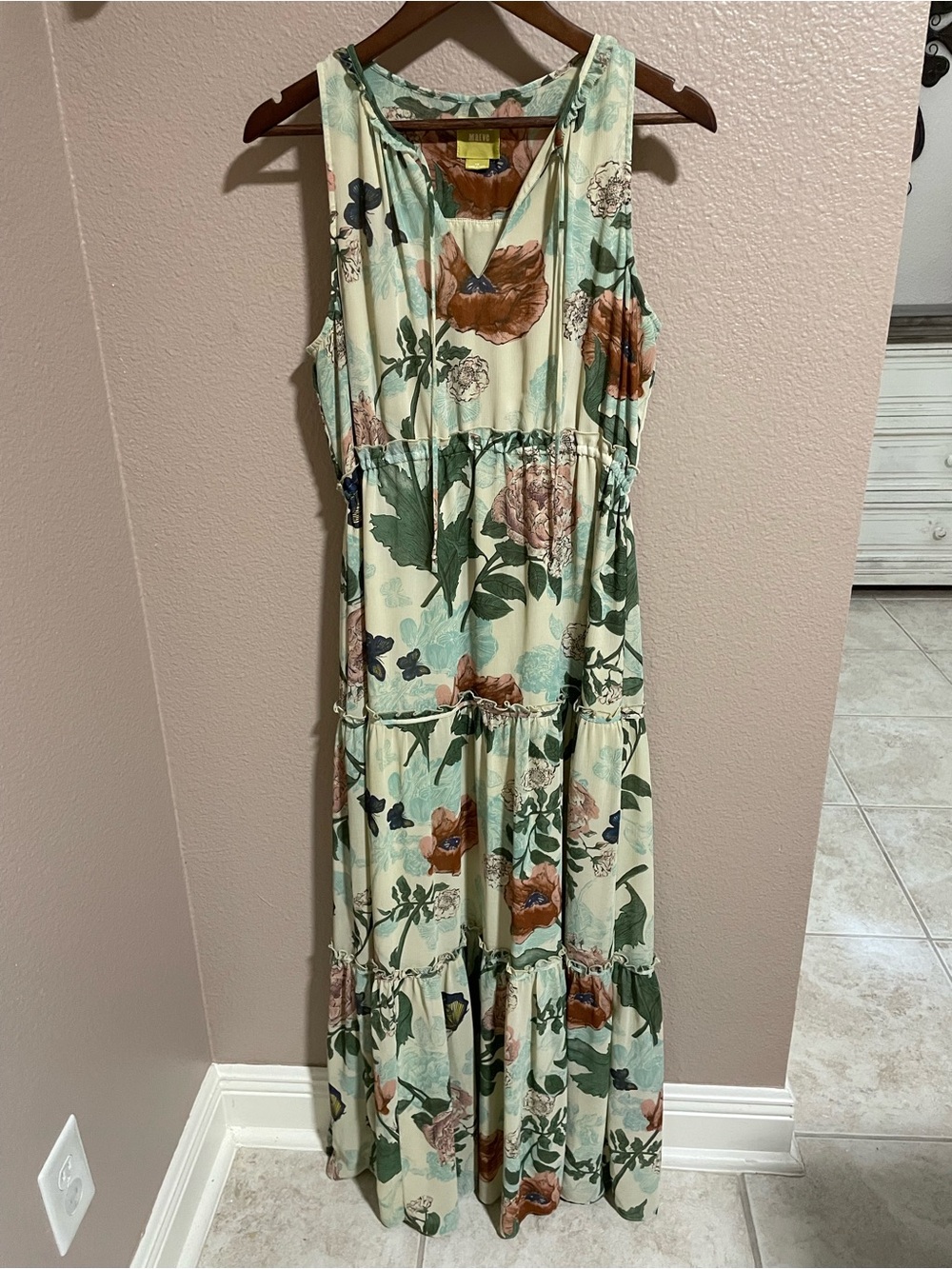 Maeve Floral Maxi Dress in Sage, Rust & Cream